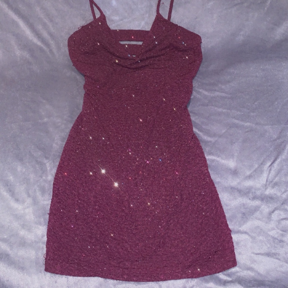 Purple sparkle party cocktail Dress